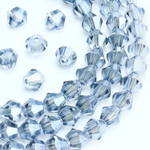 Dowarm Doppelkegel-Glasperlen für Bastelarbeiten, Schmuckherstellung, Armbänder, Halsketten, Puppen, Weinanhänger, Windspiele, Sonnenfänger, kleine facettierte Kristallperlen, Hellblaugrau, 4 mm, 1000 Dowarm Doppelkegel-Glasperlen für Bastelarbeiten, Schmuckherstellung, Armbänder, Halsketten, Puppen, Weinanhänger, Windspiele, Sonnenfänger, kleine facettierte Kristallperlen, Hellblaugrau, 4 mm, 1000 von Dowarm