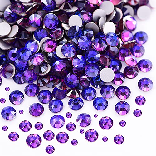 Dowarm Glas-Kristall-Strasssteine mit flacher Rückseite, 6 Größen, 1,5 mm – 6,5 mm, flache Rückseite, Kristalle zum Basteln, für Nägel, Gesicht, Kleidung, Schmuck, runde lose Edelsteine (violetter Dowarm Glas-Kristall-Strasssteine mit flacher Rückseite, 6 Größen, 1,5 mm – 6,5 mm, flache Rückseite, Kristalle zum Basteln, für Nägel, Gesicht, Kleidung, Schmuck, runde lose Edelsteine (violetter von Dowarm