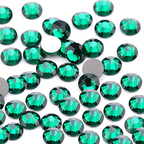 Dowarm SS10 Nagelkristalle mit flacher Rückseite, 2,8 mm, Glaskristall-Strasssteine für Bastelarbeiten, Nägel, Tanzkostüme, nicht Hotfix (SS10/2,8 mm, Grün/Smaragd), 1440 Stück von Dowarm