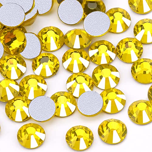 Dowarm Strasssteine mit flacher Rückseite, SS30, flache Rückseite, 6,5 mm, für Bastelarbeiten, Nägel, Tanzkostüme, große Strasssteine (Citrin/Zitronengelb), 288 Stück von Dowarm