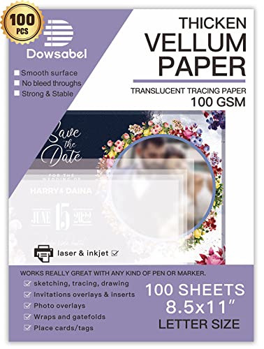 Dowsabel Pergamentpapier, durchscheinend, 30,8 kg, 21,6 x 27,9 cm, bedruckbares Pergamentpapier für Kartenauflagen, Einladungen, Bauchbänder, Umschläge, Laternen, 50 Blatt Dowsabel Pergamentpapier, durchscheinend, 30,8 kg, 21,6 x 27,9 cm, bedruckbares Pergamentpapier für Kartenauflagen, Einladungen, Bauchbänder, Umschläge, Laternen, 50 Blatt von Dowsabel