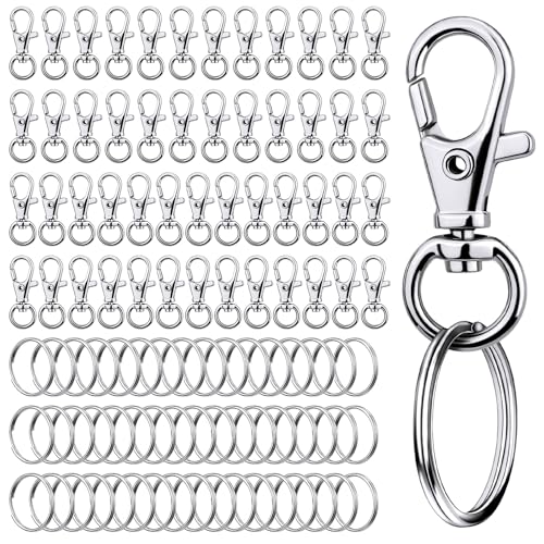 100-teiliges Schlüsselanhänger-Set, 50 Schlüsselanhänger-Clips, Haken und 50 Schlüsselanhängerringe, Karabinerverschlüsse mit Schlüsselanhängerringen, Zubehör für die Schmuckherstellung 100-teiliges Schlüsselanhänger-Set, 50 Schlüsselanhänger-Clips, Haken und 50 Schlüsselanhängerringe, Karabinerverschlüsse mit Schlüsselanhängerringen, Zubehör für die Schmuckherstellung von Doxiru