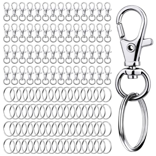 200-teiliges Schlüsselanhänger-Set, 100 Schlüsselanhänger-Clips, Haken und 100 Schlüsselanhängerringe, Karabinerverschlüsse mit Schlüsselanhängerringen, Zubehör für die Schmuckherstellung 200-teiliges Schlüsselanhänger-Set, 100 Schlüsselanhänger-Clips, Haken und 100 Schlüsselanhängerringe, Karabinerverschlüsse mit Schlüsselanhängerringen, Zubehör für die Schmuckherstellung von Doxiru