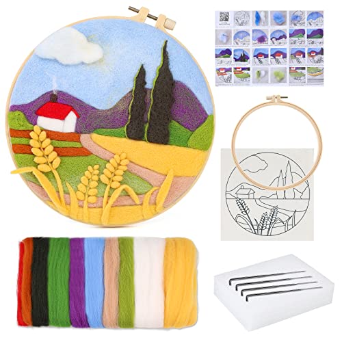 Doxiru Nadelfilz-Set für Anfänger, einschließlich Woll-Roving, Bilderrahmen, schöne Wollmalerei und Nadelfilzwerkzeug, ideal für Geschenke, Heimdekoration Doxiru Nadelfilz-Set für Anfänger, einschließlich Woll-Roving, Bilderrahmen, schöne Wollmalerei und Nadelfilzwerkzeug, ideal für Geschenke, Heimdekoration von Doxiru