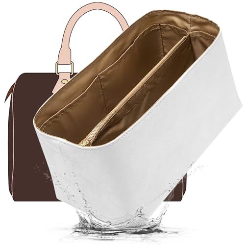 Doxo Verbesserter Geldbörsen-Organizer-Einsatz, kompatibel mit Speedy 20/25/30/35 mehr, leichter Dupont-Papiertüten-Organizer mit Reißverschluss, 11 Taschen (Braun, M) von Doxo