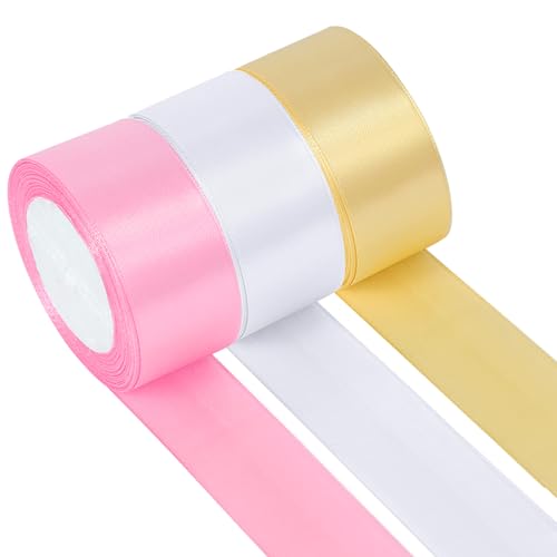 22m Seidenband X 40mm Geschenkband Breit, 3 Rollen Stoffbänder Satinband Weiß für hochzeit,Satinband Rosa für Geschenkverpackungen DIY Haare Schleife Bastelarbeiten Geburtstag Party Dkoration 22m Seidenband X 40mm Geschenkband Breit, 3 Rollen Stoffbänder Satinband Weiß für hochzeit,Satinband Rosa für Geschenkverpackungen DIY Haare Schleife Bastelarbeiten Geburtstag Party Dkoration von Doygim