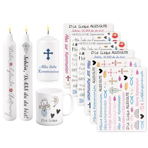 6 Stücke Kerzentattoos Kommunion für Taufe Kerzenfolie, Wassertransferdruck Kerzenaufkleber, Wasserschiebefolie Taufe Deko Kerzen, DIY Handgemachte Kunstwerke Tauf kerzen Deko Geschenk (Taufe) von Doygim