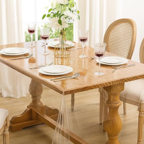 Tischdecke Transparent, Durchsichtige Tischdecke, Tischschutz Transparent PVC 0.13 mm, Wasserdicht Fettdicht Abwaschbar Transparente Tischfolie, Tischschutzfolie（140 X 180 cm） von Doygim