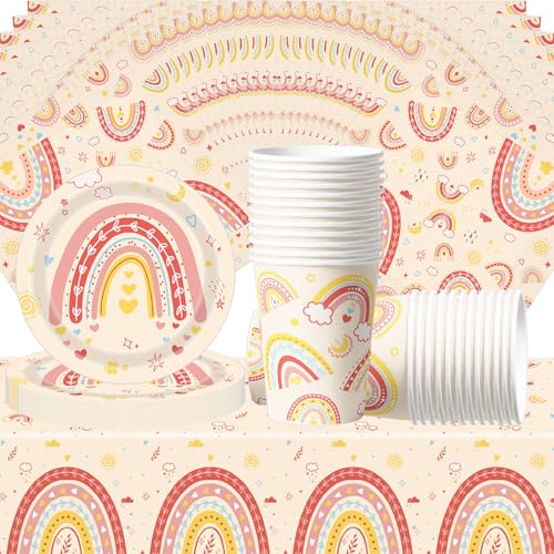 61 Stück Regenbogen Geburtstag Party Geschirr Set, Boho Stil Geburtstag Party Geschirr, hält 20 Personen zusammen, geeignet für Baby-Dusche und Geburtstagsparty 61 Stück Regenbogen Geburtstag Party Geschirr Set, Boho Stil Geburtstag Party Geschirr, hält 20 Personen zusammen, geeignet für Baby-Dusche und Geburtstagsparty von Doyomtoy
