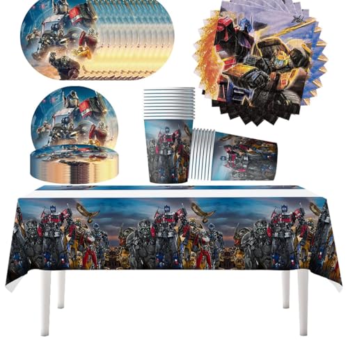 61 Stück Transformers Partygeschirr, Bumblebee und Optimus Prime Party-Zubehör-Set, Set enthält Teller, Tassen, Servietten, Tischdecken, geeignet für Baby-Duschen, Hochzeiten, Jubiläen (20 Gäste) 61 Stück Transformers Partygeschirr, Bumblebee und Optimus Prime Party-Zubehör-Set, Set enthält Teller, Tassen, Servietten, Tischdecken, geeignet für Baby-Duschen, Hochzeiten, Jubiläen (20 Gäste) von Doyomtoy