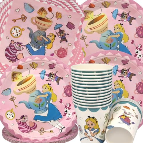 Alice Geburtstag Deko,Doyomtoy Mädchen Partygeschirr Prinzessin Geburtstag Party Geburtstagsteller, Tassen, Servietten für Kinder Blumen Party Deko Baby Shower 16 Gäste Alice Geburtstag Deko,Doyomtoy Mädchen Partygeschirr Prinzessin Geburtstag Party Geburtstagsteller, Tassen, Servietten für Kinder Blumen Party Deko Baby Shower 16 Gäste von Doyomtoy
