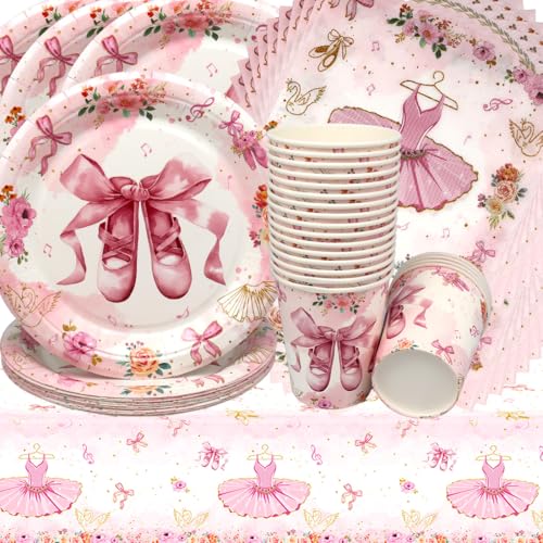 Ballerina Partygeschirr,Doyomtoy Ballerina Geburtstag Deko Baby Geburtstag Mädchen Tassen Servietten Tischdecke für Ballett Princess Party Deko Baby Shower 20 Gäste Ballerina Partygeschirr,Doyomtoy Ballerina Geburtstag Deko Baby Geburtstag Mädchen Tassen Servietten Tischdecke für Ballett Princess Party Deko Baby Shower 20 Gäste von Doyomtoy