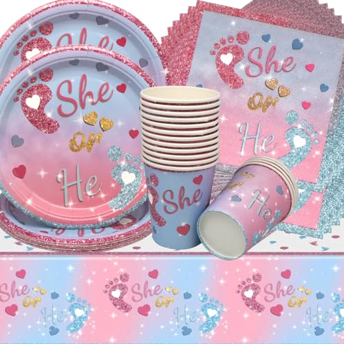 Boy or Girl Partygeschirr Set,Doyomtoy 53 Stück Reveal Party Supplies Reveal Geburtstag Deko Tassen Servietten Tischdecke für Kindergeburtstag Party Deko Baby Shower Boy or Girl Partygeschirr Set,Doyomtoy 53 Stück Reveal Party Supplies Reveal Geburtstag Deko Tassen Servietten Tischdecke für Kindergeburtstag Party Deko Baby Shower von Doyomtoy