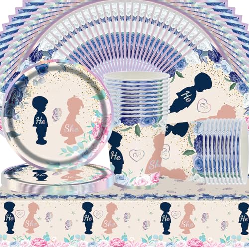 Boy or Girl Teller Party Geschirr Set,Doyomtoy 61 Stück Reveal Party Supplies Tassen, Servietten, Tischdecke, für Kindergeburtstag Party Deko Baby Shower Boy or Girl Teller Party Geschirr Set,Doyomtoy 61 Stück Reveal Party Supplies Tassen, Servietten, Tischdecke, für Kindergeburtstag Party Deko Baby Shower von Doyomtoy