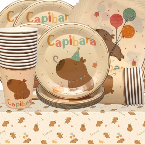 Capybara Geburtstag Deko,Doyomtoy Wasserschwein-Delfin Partygeschirr Geburtstagsteller Tassen Servietten Safari Geburtstag für Kinder Babyparty Deko 20 Gäste Capybara Geburtstag Deko,Doyomtoy Wasserschwein-Delfin Partygeschirr Geburtstagsteller Tassen Servietten Safari Geburtstag für Kinder Babyparty Deko 20 Gäste von Doyomtoy