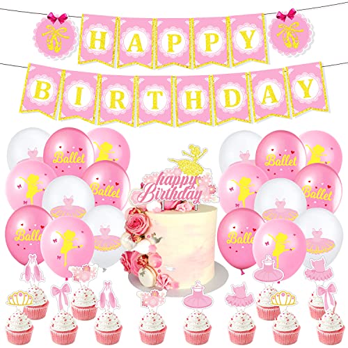 Doyomtoy Ballerina Geburtstag Deko,Ballerina Party Luftballons Mädchen Geburtstag Party Ballett Princess für Mädchen Geburtstags Deko Baby Shower 32 Stück von Doyomtoy