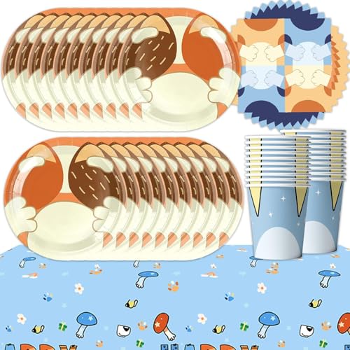 Doyomtoy Blue Dog Partygeschirr Set, Serve 20 Gäste Karikatur Bluey Geburtstag Partygeschirr,Tischdecken,Teller,Tassen,Servietten für Partyzubehör Geburtstag Doyomtoy Blue Dog Partygeschirr Set, Serve 20 Gäste Karikatur Bluey Geburtstag Partygeschirr,Tischdecken,Teller,Tassen,Servietten für Partyzubehör Geburtstag von Doyomtoy