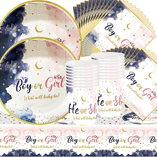Doyomtoy Boy or Girl Teller Party Geschirr Set, 53 Stück Reveal Party Supplies Tassen, Servietten, Tischdecke, für Kindergeburtstag Party Deko Baby Shower Doyomtoy Boy or Girl Teller Party Geschirr Set, 53 Stück Reveal Party Supplies Tassen, Servietten, Tischdecke, für Kindergeburtstag Party Deko Baby Shower von Doyomtoy