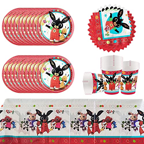 Doyomtoy Bunny Geburtstagsgeschirr, Geburtstagsdekoration, Partyzubehör für Kindergeburtstage, Teller Pappteller Tischdecken Pappbecher Kindergeburtstag Tischdekoration für Mädchen. von Doyomtoy