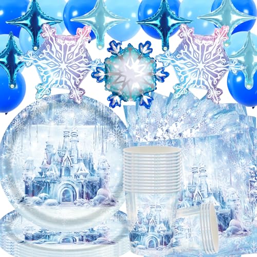 Doyomtoy Die Eiskönigin Motto Party Dekorationen,81 Stück Schneeflocken-Schloss Partygeschirr Essteller,Tassen,Servietten,Schneeflockenballons Geeignet Schneeflocke Partygeschirr,für Kindergeburtstage Doyomtoy Die Eiskönigin Motto Party Dekorationen,81 Stück Schneeflocken-Schloss Partygeschirr Essteller,Tassen,Servietten,Schneeflockenballons Geeignet Schneeflocke Partygeschirr,für Kindergeburtstage von Doyomtoy