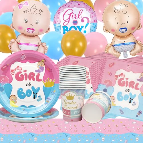 Doyomtoy Gender Reveal Dekoration,68pcs Gender Reveal Partygeschirr,Boy or Girl Teller Party Geschirrset-Reveal Ballon Party Teller Tassen Servietten und Tischdecke,Babyparty Party Zubehör Supplies Doyomtoy Gender Reveal Dekoration,68pcs Gender Reveal Partygeschirr,Boy or Girl Teller Party Geschirrset-Reveal Ballon Party Teller Tassen Servietten und Tischdecke,Babyparty Party Zubehör Supplies von Doyomtoy