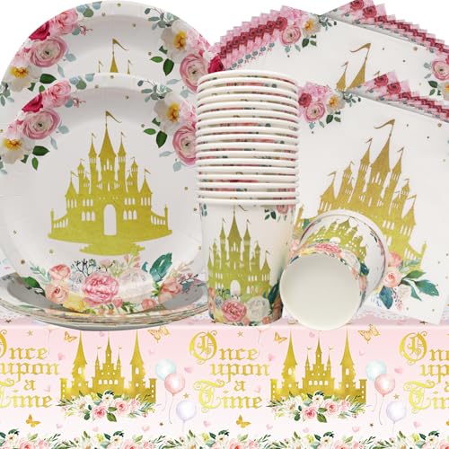 Doyomtoy Goldene Burg Partygeschirr,61Pcs Prinzessinnenschloss Party Dekorationen Teller,Becher,Tücher,Tischtücher Märchenprinzessin Geburtstag Geschirr Party Supplies Set für Mädchen Geburtstagsparty Doyomtoy Goldene Burg Partygeschirr,61Pcs Prinzessinnenschloss Party Dekorationen Teller,Becher,Tücher,Tischtücher Märchenprinzessin Geburtstag Geschirr Party Supplies Set für Mädchen Geburtstagsparty von Doyomtoy