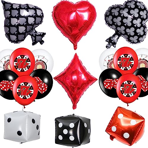 Doyomtoy Luftballons mit Casino-Thema,Casino Poker Thema Party,19pcs Casino Ballons Black,Red,White Latex Ballon mit Casino für Casino Theme Party,Las Vegas Themenpartys von Doyomtoy