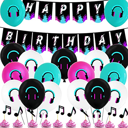 Doyomtoy Musik unter dem Motto Geburtstag Dekoration,Musik-Geburtstagsbanner für Geburtstag Party Dekorationen Musik Thema Party Supplies für Erwachsene und Kinder von Doyomtoy