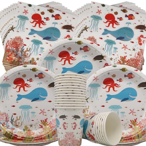 Doyomtoy Ocean Sea Partygeschirr,60 Stück Ozean Geburtstag Dekoration Dessertteller Tassen Servietten Baby Shower Partygeschirr Ozean Meer Party Geschirr Set für Kinder Geburtstag Babyparty Deko Doyomtoy Ocean Sea Partygeschirr,60 Stück Ozean Geburtstag Dekoration Dessertteller Tassen Servietten Baby Shower Partygeschirr Ozean Meer Party Geschirr Set für Kinder Geburtstag Babyparty Deko von Doyomtoy
