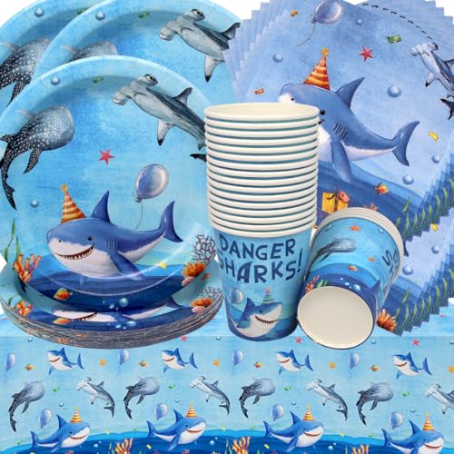 Doyomtoy Ozean Geburtstag Deko Hai Partygeschirr Ozean Party Set Geburtstagsteller Tassen Servietten Unterwasser Hai Geburtstag für Kinder Babyparty Deko 20 Gäste Doyomtoy Ozean Geburtstag Deko Hai Partygeschirr Ozean Party Set Geburtstagsteller Tassen Servietten Unterwasser Hai Geburtstag für Kinder Babyparty Deko 20 Gäste von Doyomtoy