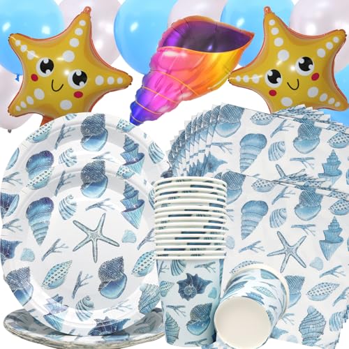 Doyomtoy Ozean-Partygeschirr,75pcs Ocean Party Geschirr Ozean Geburtstag Party Set Geburtstagsteller Tassen Servietten Ozean Luftballons für Kinder Geburtstag Babyparty Deko Doyomtoy Ozean-Partygeschirr,75pcs Ocean Party Geschirr Ozean Geburtstag Party Set Geburtstagsteller Tassen Servietten Ozean Luftballons für Kinder Geburtstag Babyparty Deko von Doyomtoy