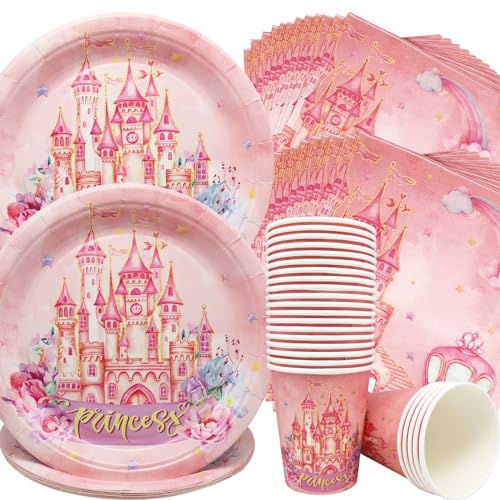 Prinzessin-Schloss-Geschirr Doyomtoy,Prinzessin Geburtstag Party Sets 72PCS Rosa Pappteller,Servietten und Tischdecke für Prinzessin Rosa Mädchen Prinzessin Geburtstag Dekorationen Prinzessin-Schloss-Geschirr Doyomtoy,Prinzessin Geburtstag Party Sets 72PCS Rosa Pappteller,Servietten und Tischdecke für Prinzessin Rosa Mädchen Prinzessin Geburtstag Dekorationen von Doyomtoy