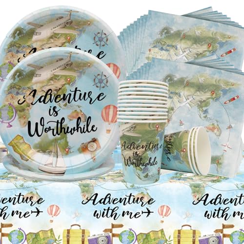 Doyomtoy Reise Thema Party Dekorationen,53 Stück Abenteuer Partygeschirr Set Inklusive Reisen Teller Tassen Tischtücher Servietten Weltkarte Thema Party Dekorationen Party für Kindergeburtstag Party Doyomtoy Reise Thema Party Dekorationen,53 Stück Abenteuer Partygeschirr Set Inklusive Reisen Teller Tassen Tischtücher Servietten Weltkarte Thema Party Dekorationen Party für Kindergeburtstag Party von Doyomtoy
