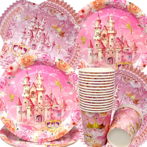 Doyomtoy Schloss Geburtstag Deko, 60 Stück Schloss Partygeschirr Pink Castle Prinzessin Mädchen Geburtstag Party Geburtstagsteller, Tassen, Servietten für Kinder Blumen Party Deko Baby Shower Doyomtoy Schloss Geburtstag Deko, 60 Stück Schloss Partygeschirr Pink Castle Prinzessin Mädchen Geburtstag Party Geburtstagsteller, Tassen, Servietten für Kinder Blumen Party Deko Baby Shower von Doyomtoy