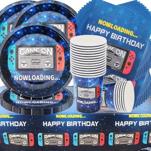 Doyomtoy Videospiel Geburtstag Deko, Partygeschirr Set Videospiel Geburtstag Party Set Geburtstagsteller Tassen Servietten für Party Zubehör Supplies 20 Gäste Doyomtoy Videospiel Geburtstag Deko, Partygeschirr Set Videospiel Geburtstag Party Set Geburtstagsteller Tassen Servietten für Party Zubehör Supplies 20 Gäste von Doyomtoy