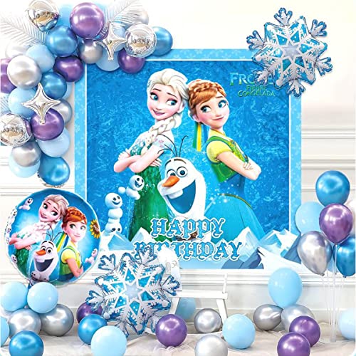 Geburtstag Luftballon für Frozen,Elsa und Anna Party Dekorationen Happy Birthday Banner Cake Topper Luftballon Frozen Party Supplies für Kindergeburtstag Babyparty Dekoration 50Stück von Doyomtoy