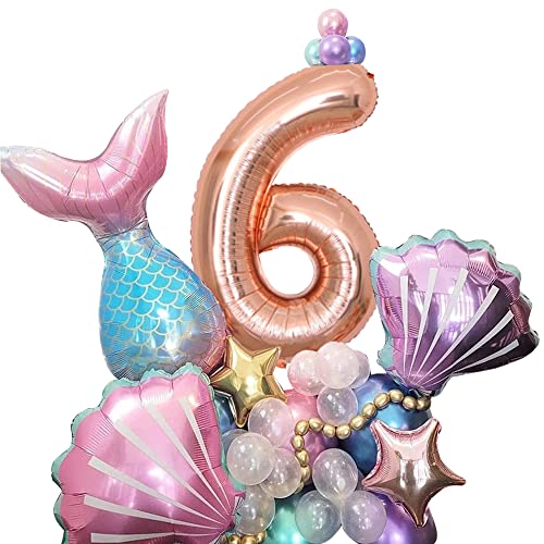 Geburtstag Luftballon für Meerjungfrau,Meerjungfrau Geburtstag Deko 4 Jahr, Geburtstag Folienballon6, für Meerjungfrau Kindergeburtstag Babyparty Dekoration 33Stück… von Doyomtoy