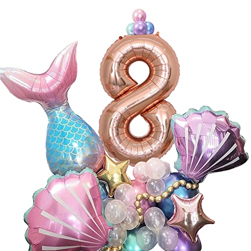 Geburtstag Luftballon für Meerjungfrau,Meerjungfrau Geburtstag Deko 4 Jahr, Geburtstag Folienballon8, für Meerjungfrau Kindergeburtstag Babyparty Dekoration 33Stück… von Doyomtoy