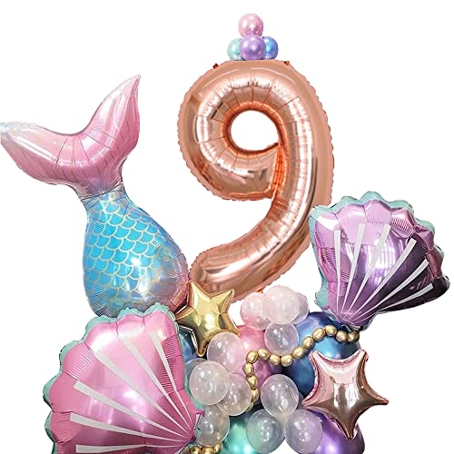 Geburtstag Luftballon für Meerjungfrau,Meerjungfrau Geburtstag Deko 4 Jahr, Geburtstag Folienballon 9, für Meerjungfrau Kindergeburtstag Babyparty Dekoration 33Stück… Geburtstag Luftballon für Meerjungfrau,Meerjungfrau Geburtstag Deko 4 Jahr, Geburtstag Folienballon 9, für Meerjungfrau Kindergeburtstag Babyparty Dekoration 33Stück… von Doyomtoy
