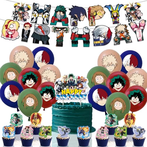 My Hero Academia Thema Party Dekoration, Happy Birthday My Hero Academia Banner, Cupcake Topper, Stitch Ballons, Party Dekoration My Hero Academia Geburtstag Party Zubehör für Kinder My Hero Academia Thema Party Dekoration, Happy Birthday My Hero Academia Banner, Cupcake Topper, Stitch Ballons, Party Dekoration My Hero Academia Geburtstag Party Zubehör für Kinder von Doyomtoy