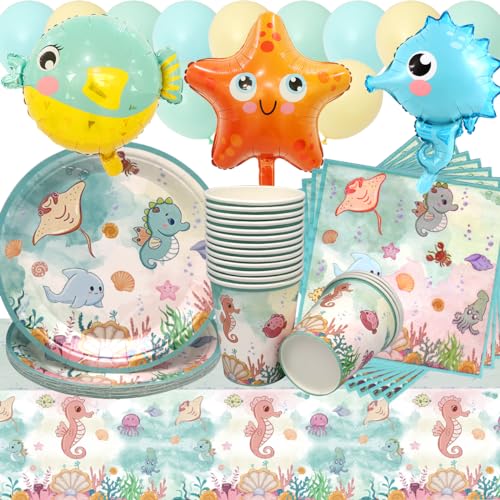 Doyomtoy Ozean Geburtstag Deko, 68 Stück Baby Shower Partygeschirr Ozean Geburtstag Party Set Geburtstagsteller Tassen Servietten Unterwasser Geburtstag für Kinder Geburtstag Babyparty Deko Doyomtoy Ozean Geburtstag Deko, 68 Stück Baby Shower Partygeschirr Ozean Geburtstag Party Set Geburtstagsteller Tassen Servietten Unterwasser Geburtstag für Kinder Geburtstag Babyparty Deko von Doyomtoy