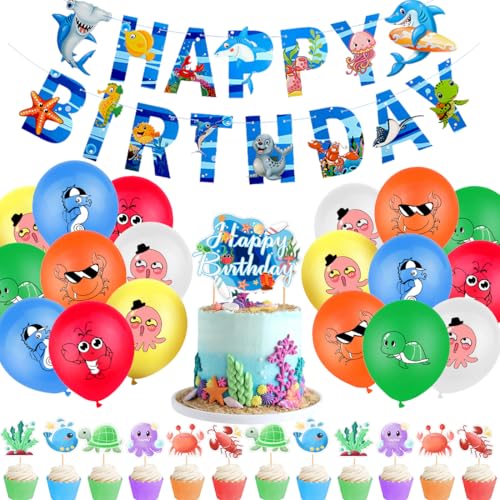 Ozean Geburtstag Deko,Doyomtoy Meerestiere Happy Birthday Party Dekoration Cupcake Topper, Luftballon Ozean Geburtstag für Kinder Party Geburtstag 32 Stück Ozean Geburtstag Deko,Doyomtoy Meerestiere Happy Birthday Party Dekoration Cupcake Topper, Luftballon Ozean Geburtstag für Kinder Party Geburtstag 32 Stück von Doyomtoy