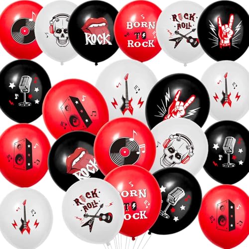 Rock and Roll Geburtstag Deko,Doyomtoy Luftballons Rockmusik Happy Birthday Party Dekoration Rock and Roll Ballons Musik Geburtstag für Rockliebhaber Party 36 Stück von Doyomtoy