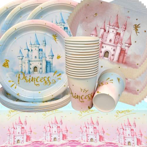 Schloss Geburtstag,Doyomtoy Märchenprinzessin Partygeschirr Mädchen Feen Geburtstagsteller, Tassen, Servietten für Kindergeburtstag Party Deko Baby Shower 20 Gästen Schloss Geburtstag,Doyomtoy Märchenprinzessin Partygeschirr Mädchen Feen Geburtstagsteller, Tassen, Servietten für Kindergeburtstag Party Deko Baby Shower 20 Gästen von Doyomtoy