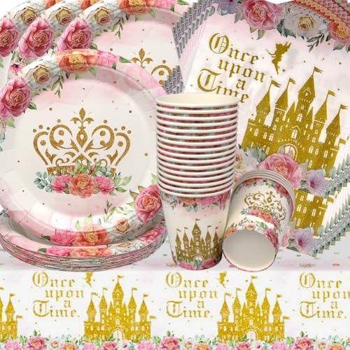Schloss Geburtstag,Doyomtoy Rosenblüten Partygeschirr Mädchen Feen Geburtstagsteller, Tassen, Servietten für Kindergeburtstag Blumen Party Deko Baby Shower 61 Stück Schloss Geburtstag,Doyomtoy Rosenblüten Partygeschirr Mädchen Feen Geburtstagsteller, Tassen, Servietten für Kindergeburtstag Blumen Party Deko Baby Shower 61 Stück von Doyomtoy