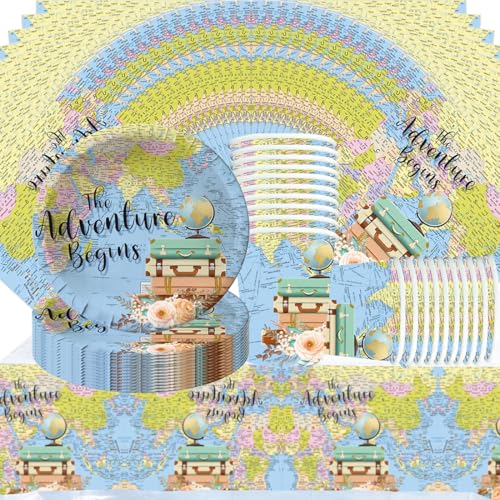 TRAVEL Reise Abenteurer Ruhestand Reisen Partygeschirr Set,Doyomtoy Serve 20 Gäste Geburtstag Partygeschirr,Tischdecken,Teller,Tassen,Servietten für Partyzubehör Geburtstag TRAVEL Reise Abenteurer Ruhestand Reisen Partygeschirr Set,Doyomtoy Serve 20 Gäste Geburtstag Partygeschirr,Tischdecken,Teller,Tassen,Servietten für Partyzubehör Geburtstag von Doyomtoy