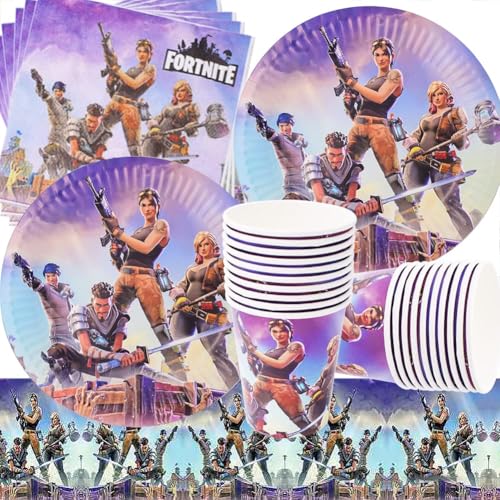 Doyomtoy Videospiel Geburtstag Deko, Partygeschirr Set Spielparty Geburtstag Party Set Geburtstagsteller Tassen Servietten Geburtstags für Spielliebhaber Videospiel Geburtstagsdeko 20 Gäste von Doyomtoy