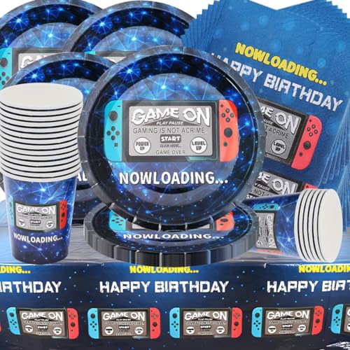 Videospiel Geburtstag Deko,Doyomtoy Partygeschirr Set Videospiel Geburtstag Party Set Geburtstagsteller Tassen Servietten für Party Zubehör Supplies 20 Gäste Videospiel Geburtstag Deko,Doyomtoy Partygeschirr Set Videospiel Geburtstag Party Set Geburtstagsteller Tassen Servietten für Party Zubehör Supplies 20 Gäste von Doyomtoy
