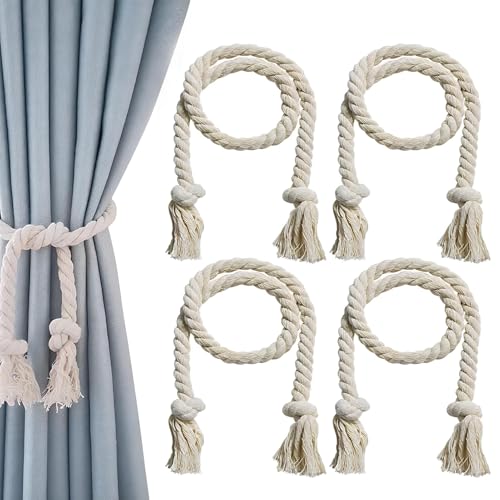 4 Stück Vorhangseil Raffhalter, Baumwolle Handgewebt Gardinenhalter Curtain Tiebacks Beige, Vorhanghalter Vorhang Raffhalter, Gardinenraffer für Schlafzimmer Office Wohnzimmer, 80 cm Länge 4 Stück Vorhangseil Raffhalter, Baumwolle Handgewebt Gardinenhalter Curtain Tiebacks Beige, Vorhanghalter Vorhang Raffhalter, Gardinenraffer für Schlafzimmer Office Wohnzimmer, 80 cm Länge von Dozylive