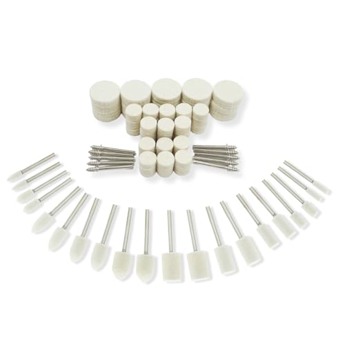 80 Stück Wollfilz Polierscheiben für Dremel Zubehoer Polieren mit 1/8" Schaft Polieraufsätze Wolle Elastische Weiche Polierset Schwabbelscheibe für Rotationswerkzeug für Metall Glas Schmuck von Dozylive